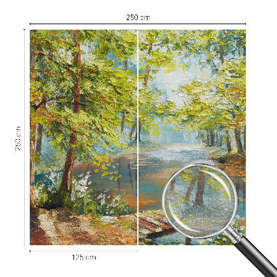 Papel mural con patrón decorativo con estampado 'Lago idílico' para decoración de paredes
