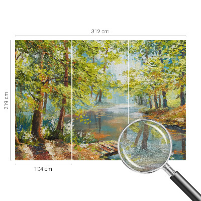 Papel mural con patrón decorativo con estampado 'Lago idílico' para decoración de paredes