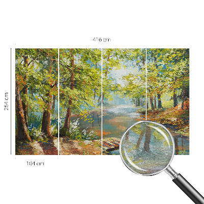 Papel mural con patrón decorativo con estampado 'Lago idílico' para decoración de paredes