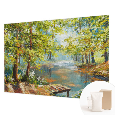 Papel mural con patrón decorativo con estampado 'Lago idílico' para decoración de paredes