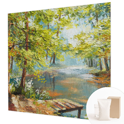 Papel mural con patrón decorativo con estampado 'Lago idílico' para decoración de paredes