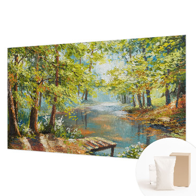 Papel mural con patrón decorativo con estampado 'Lago idílico' para decoración de paredes