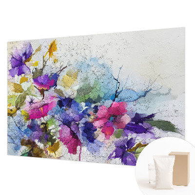 Papel mural texturado decorativo con diseño de flores abstractas