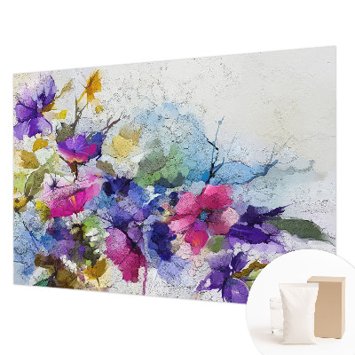 Papel mural texturado decorativo con diseño de flores abstractas