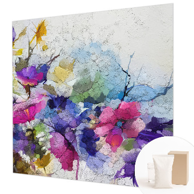 Papel mural texturado decorativo con diseño de flores abstractas
