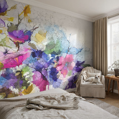 Papel mural texturado decorativo con diseño de flores abstractas