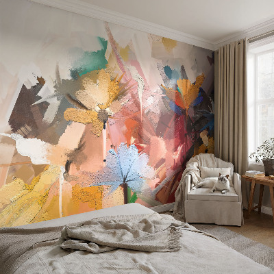 Papel mural con patrón decorativo con un diseño floral abstracto