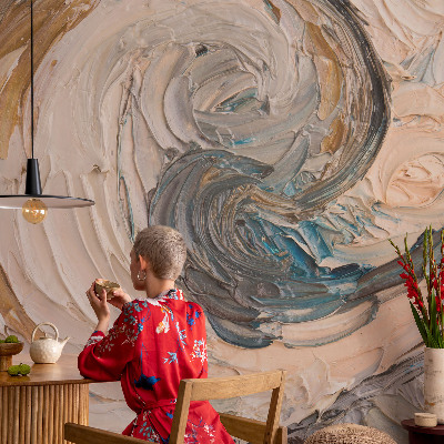 Mural decorativo con remolinos coloridos