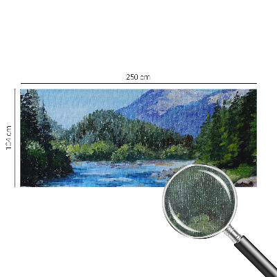 Papel mural con patrón decorativo con un paisaje de montaña