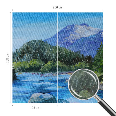 Papel mural con patrón decorativo con un paisaje de montaña