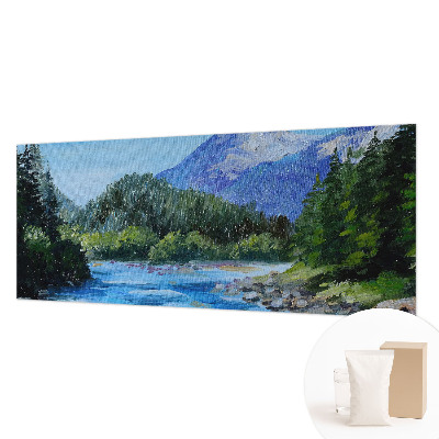 Papel mural con patrón decorativo con un paisaje de montaña