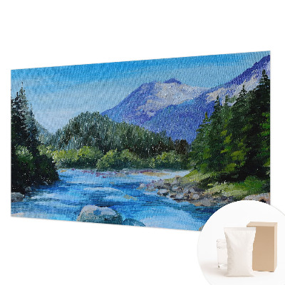 Papel mural con patrón decorativo con un paisaje de montaña