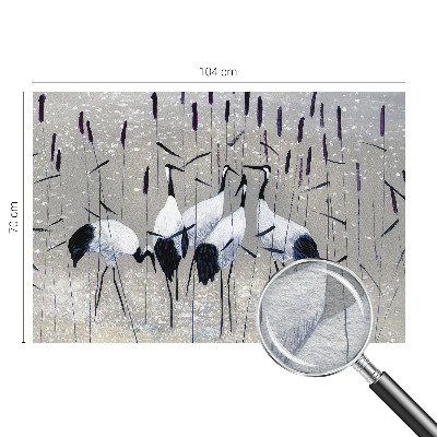 Fotomural decorativo para cabecero de cama con diseño de grúas en composición armónica