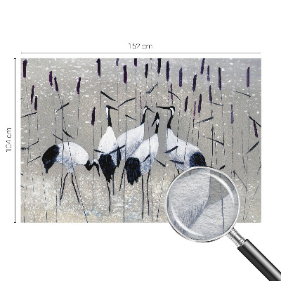 Fotomural decorativo para cabecero de cama con diseño de grúas en composición armónica