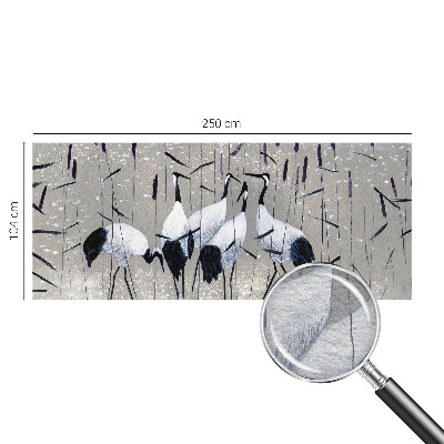 Fotomural decorativo para cabecero de cama con diseño de grúas en composición armónica
