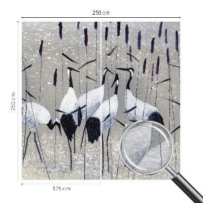 Fotomural decorativo para cabecero de cama con diseño de grúas en composición armónica
