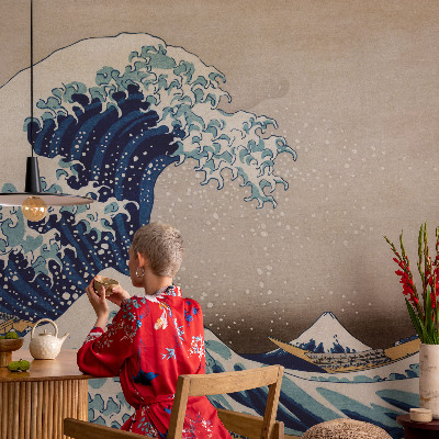 Papel mural con patrón decorativo con motivo de ola dramática