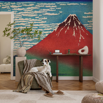 Fotomural decorativo para cabecero de cama con diseño de montaña roja para cabecero