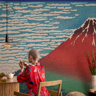 Fotomural decorativo para cabecero de cama con diseño de montaña roja para cabecero