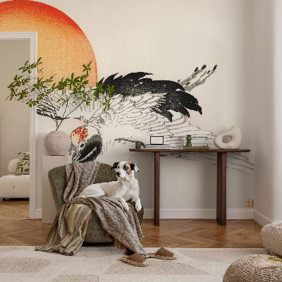Mural de pared con estampado hermoso con diseño de grúa elegante