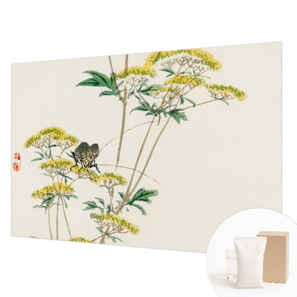 Papel mural texturado decorativo con diseño de flores y motivos de naturaleza