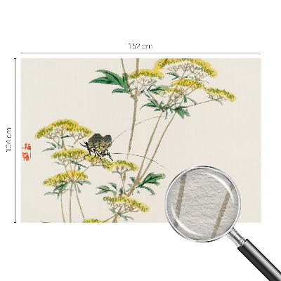Papel mural texturado decorativo con diseño de flores y motivos de naturaleza