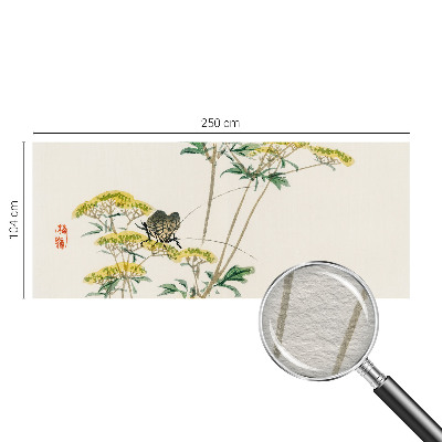 Papel mural texturado decorativo con diseño de flores y motivos de naturaleza