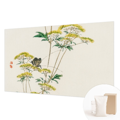 Papel mural texturado decorativo con diseño de flores y motivos de naturaleza