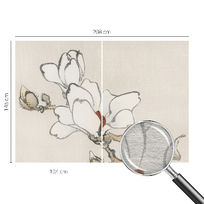 Mural decorativo con magnolias delicadas