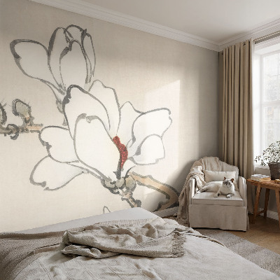 Mural decorativo con magnolias delicadas