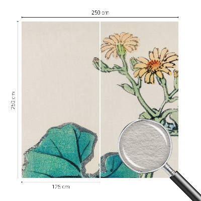 Fotomural decorativo para cabecero de cama con motivo de flores y hojas