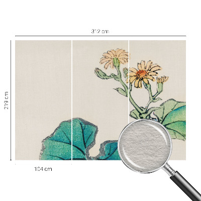 Fotomural decorativo para cabecero de cama con motivo de flores y hojas