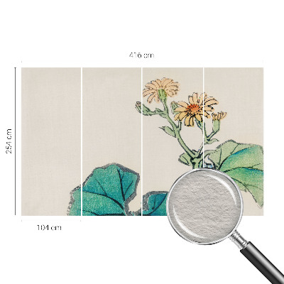 Fotomural decorativo para cabecero de cama con motivo de flores y hojas