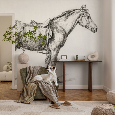 Mural de pared con estampado hermoso con un boceto de un caballo