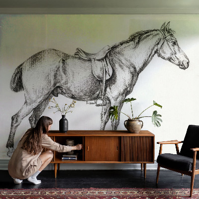 Mural de pared con estampado hermoso con un boceto de un caballo