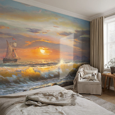 Mural decorativo con un panorama del mar