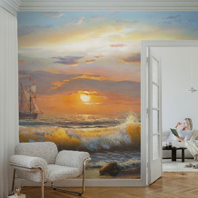 Mural decorativo con un panorama del mar