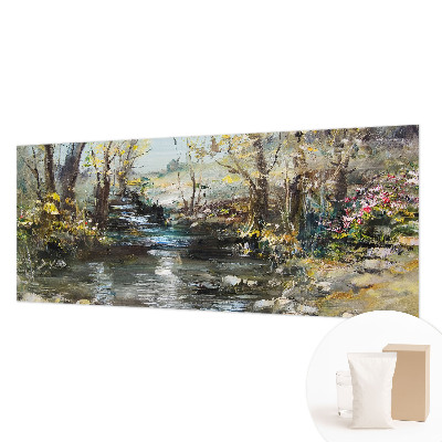 Papel mural texturado decorativo con motivo de arroyo forestal