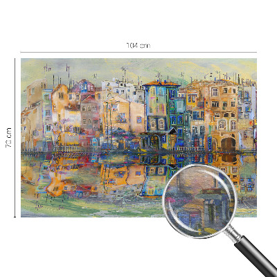 Fotomural decorativo para cabecero de cama con el motivo 'Ciudad mágica'