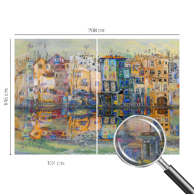 Fotomural decorativo para cabecero de cama con el motivo 'Ciudad mágica'