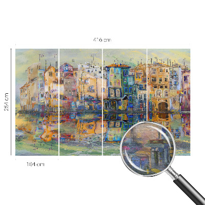 Fotomural decorativo para cabecero de cama con el motivo 'Ciudad mágica'