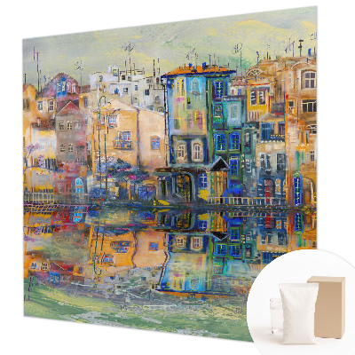 Fotomural decorativo para cabecero de cama con el motivo 'Ciudad mágica'