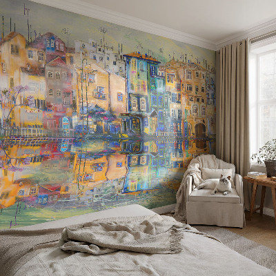 Fotomural decorativo para cabecero de cama con el motivo 'Ciudad mágica'