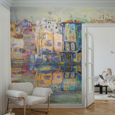 Fotomural decorativo para cabecero de cama con el motivo 'Ciudad mágica'