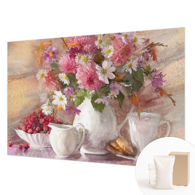 Papel mural con patrón decorativo con estampado de flores silvestres