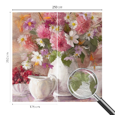 Papel mural con patrón decorativo con estampado de flores silvestres