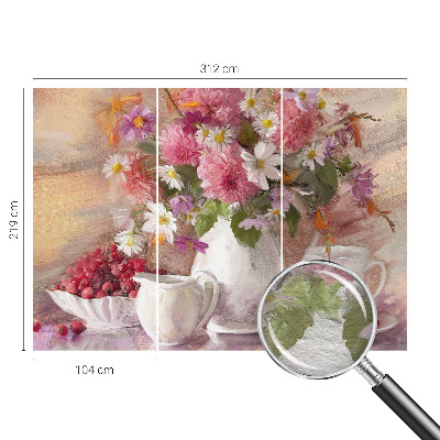 Papel mural con patrón decorativo con estampado de flores silvestres