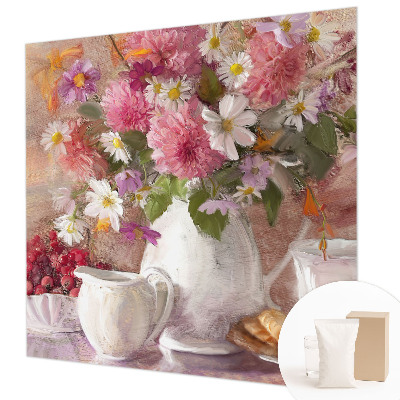 Papel mural con patrón decorativo con estampado de flores silvestres