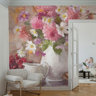 Papel mural con patrón decorativo con estampado de flores silvestres