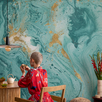 Papel mural texturado decorativo con diseño de olas del mar
